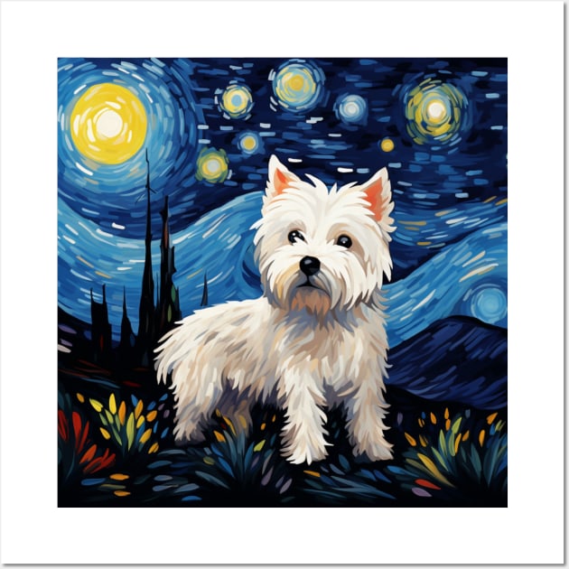 West Highland White Terrier Painted in Van Goh Style Wall Art by NatashaCuteShop